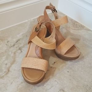 Tan wedge sandals, b.o.c, size 7